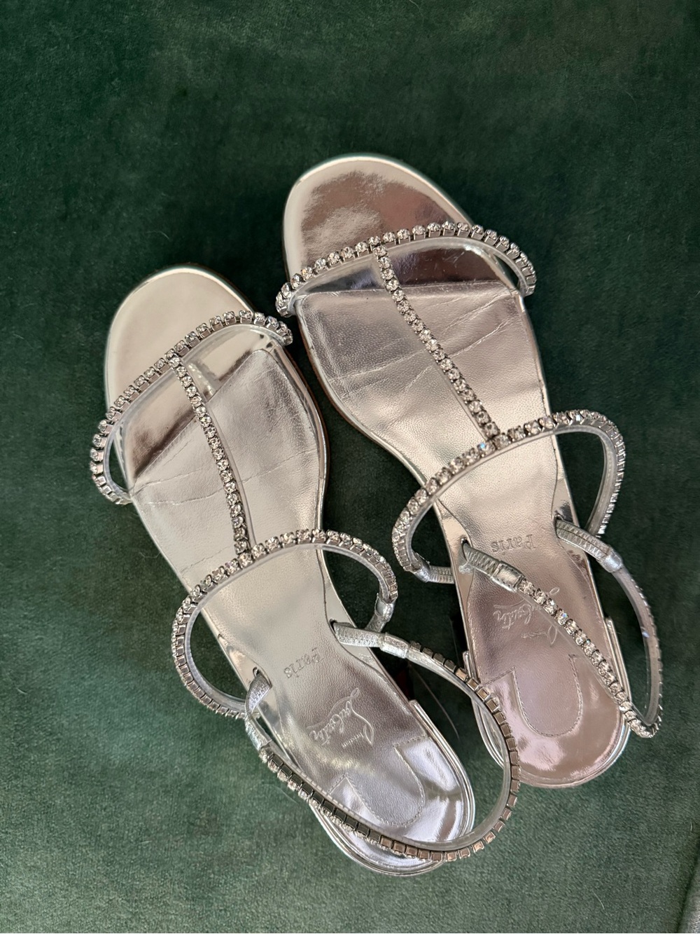 Christian Louboutin Silver Crystal-Strap Sandals